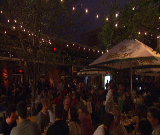 Frankford Hall beer garden interior night
