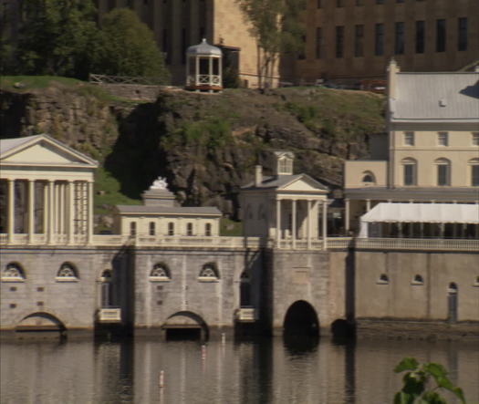 Fairmount Water Works eye level from across the Schuylkill River