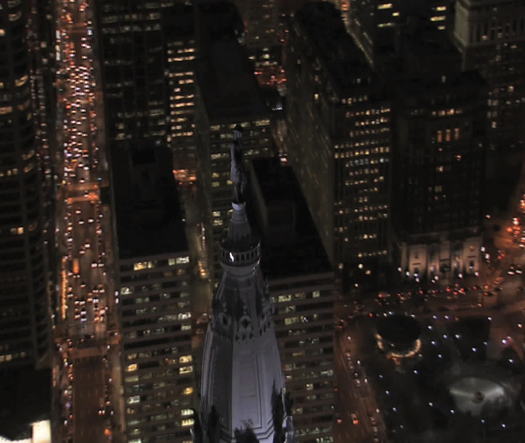 City Hall, William Penn at night