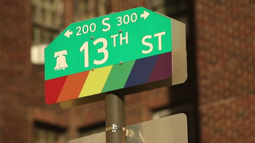 Gayborhood rainbow street sign