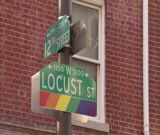 Gayborhood rainbow street sign