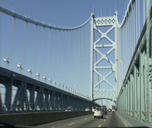 Benjamin Franklin Bridge from Car POV