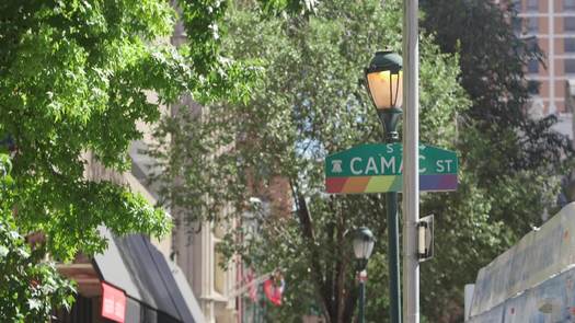 Gayborhood street sign SEPTA bus