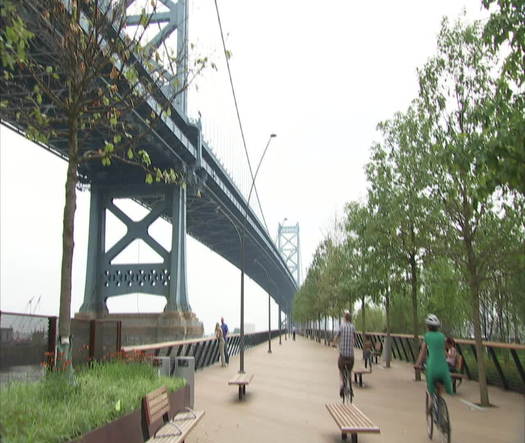 Race Street Pier duo biking