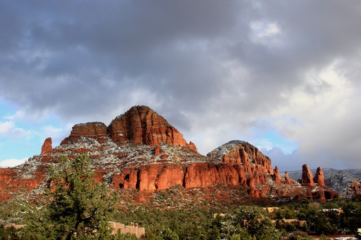 Sedona, AZ Snow on Red Rocks - Photo By Laura A Bavetz