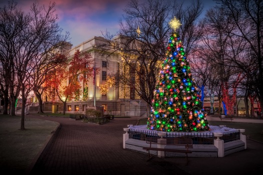 Prescott, AZ Courthouse Plaza decorated for Christmas 2 - Photo By Michael Wilson