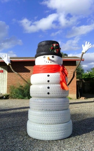 Tucson, AZ  Snowman made of recycled tires - Photo By Kim Hoggan