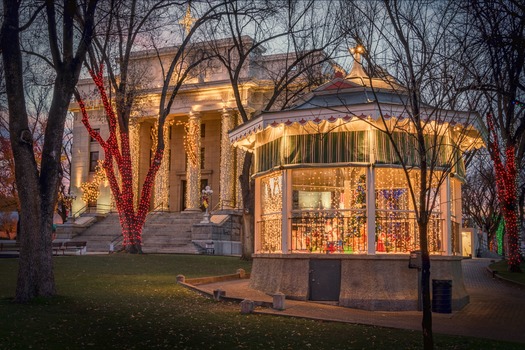 Prescott, AZ Courthouse Plaza decorated for Christmas - Photo By Michael Wilson