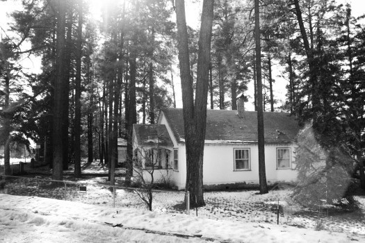 Greer, AZ Black and White Photo House in snow - Photo By Charlie Ann Francis