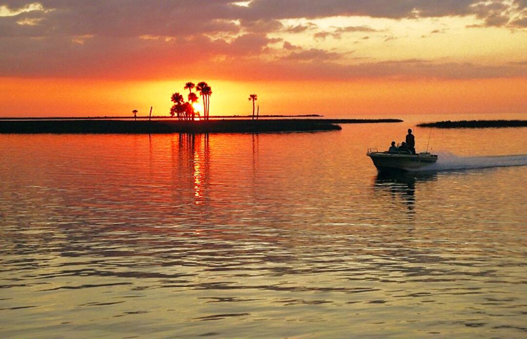 Boat at Sunset on Florida's Adventure Coast