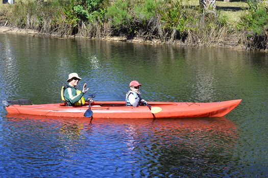 Red Kayak man boy