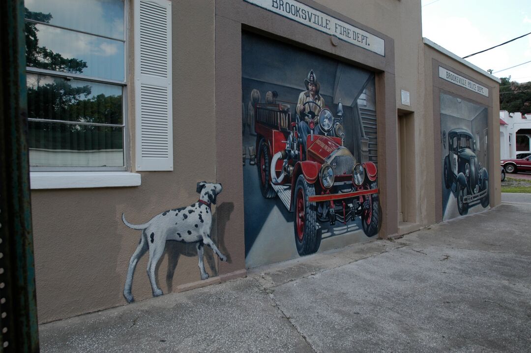 Brooksville Vintage Fire Truck & Police Car Mural, Brooksville, Florida's Adventure Coast