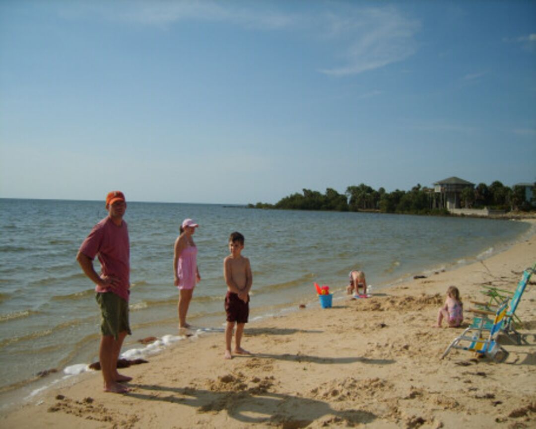 family on beach area