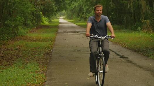 Bicyclist on Withlacoochee State Trail, Florida's Adventure Coast