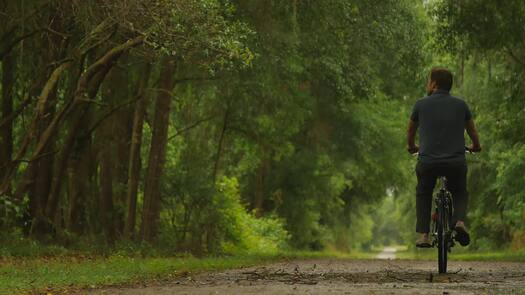 Bicyclist on Withlacoochee State Trail, Florida's Adventure Coast