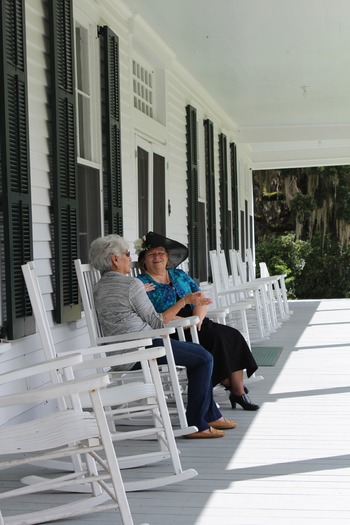 ladies on porch chairs