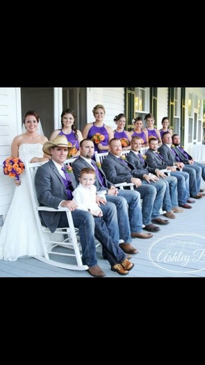 Wedding party -boots - on porch