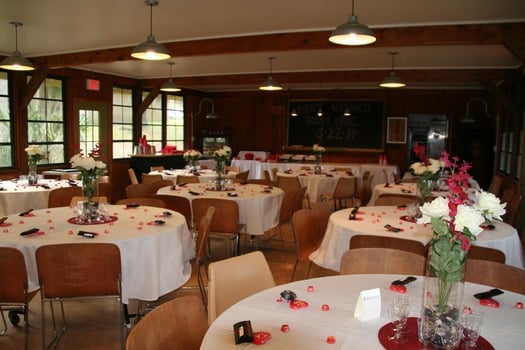 Dining hall set for wedding