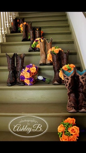 Wedding boots & flowers