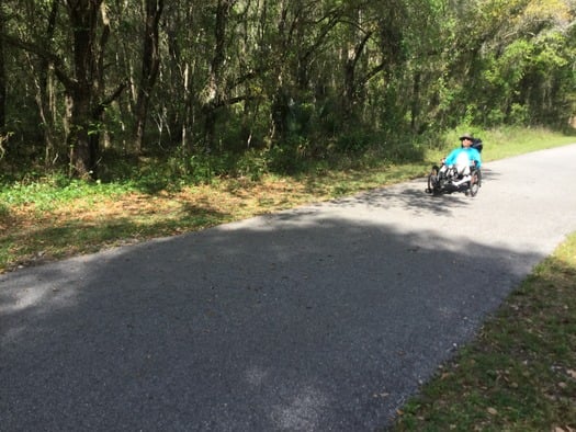 Relaxing Recumbent on Withlacoochee State Trail (by D. Black)