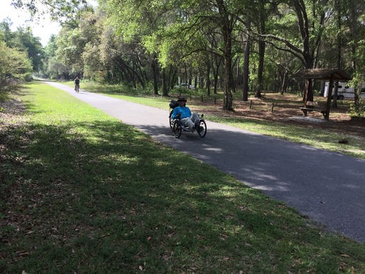 Recumbent riding-Lake Townsen Trailhead of WST