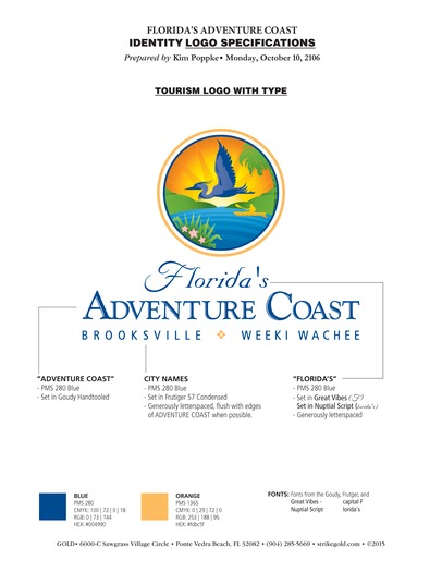 Florida's Adventure Coast Logo Specs