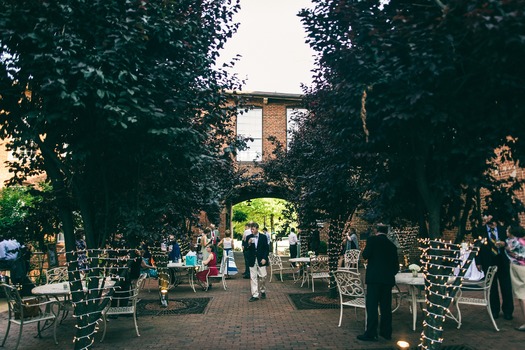 Historic Brookstown Inn Courtyard with guests - Credit Vesic Photography