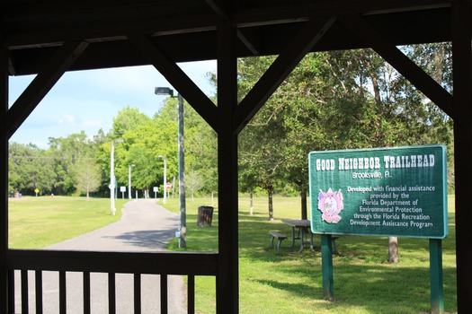 GNT Trailhead sign in gazebo