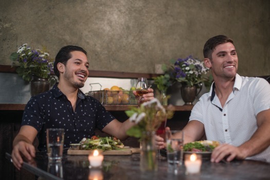 Male couple dining at Ice Plant