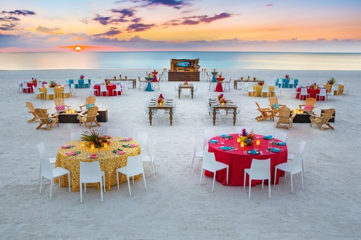 Group Dining on the Beach at Hilton Marco