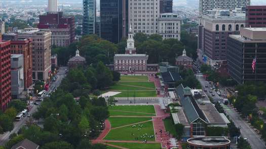 AERIAL_Independence Hall left to right