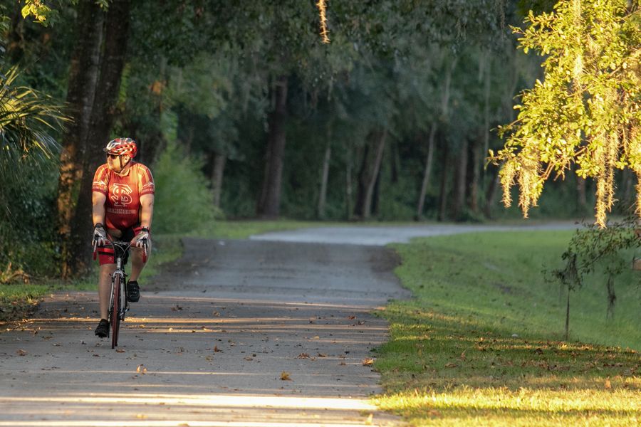 Cyclist on the Good Neighbor Trail, Florida's Adventure Coast