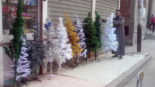 Trees Made in China for sale at Egyptian Christmas