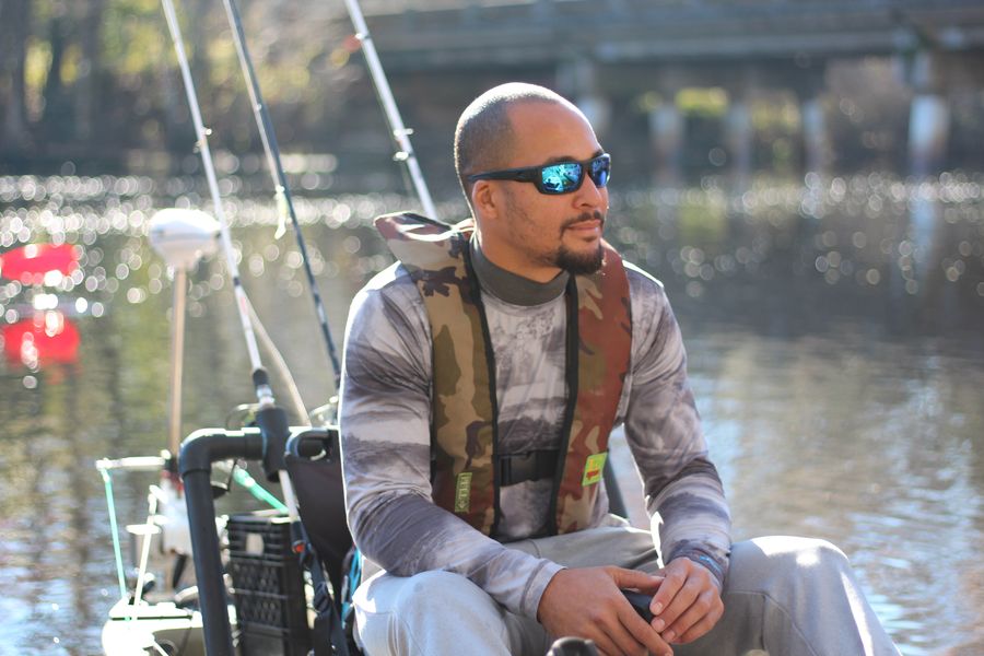 Man in fishing kayak