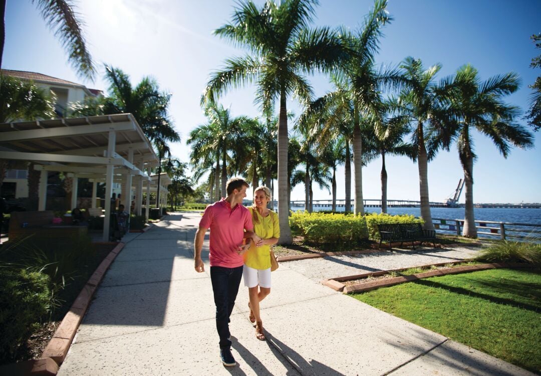 Riverwalk Couple Stroll