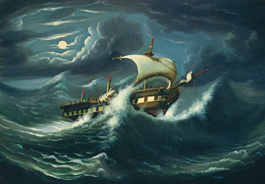 Color of the Moon, Storm-Tossed Frigate, Thomas Chambers, Michener Art Museum