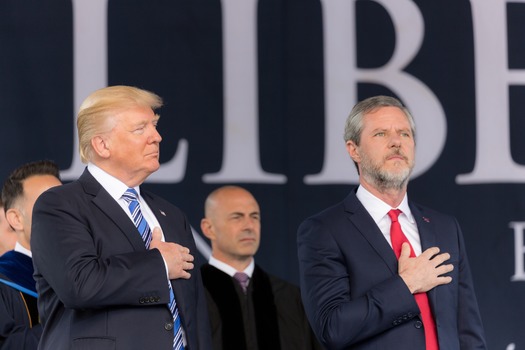 President Donald Trump attends the Liberty University Commencement Ceremony