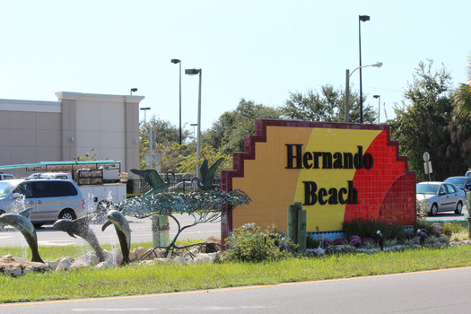 Dolphin Sculpture and Sign, Hernando Beach, FL