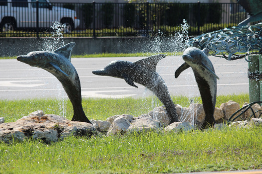 Dolphin Sculpture and Sign, Hernando Beach, FL