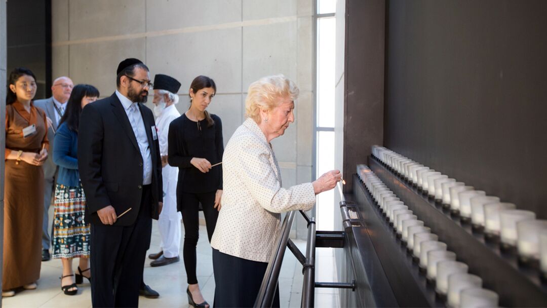 15 July 2019, Participants of the 2019 International Religious Freedom (IRF) Ministerial tour the Permanent Exhibition and hold a ceremony in the Hall of Remembrance.