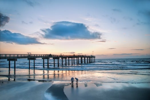 beach pier sunrise