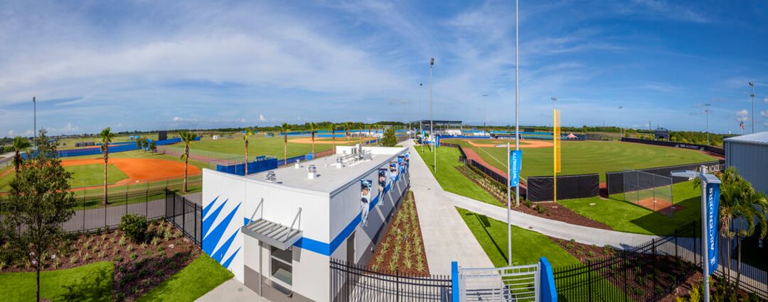 Aerial of IMG's Main Field Entrance