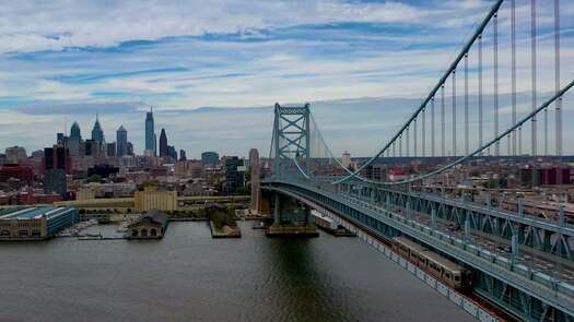 Philadelphia skyline from Delaware River