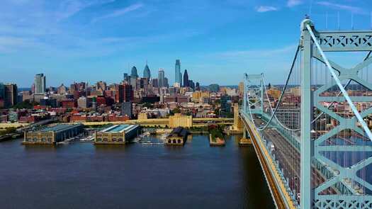 Philadelphia skyline from Delaware River