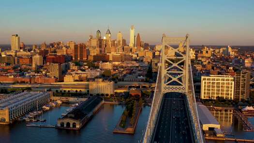 Philadelphia skyline from Delaware River