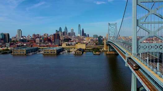 Philadelphia skyline from Delaware River