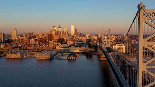 Philadelphia skyline from Delaware River