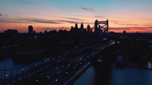 Philadelphia skyline from Delaware River