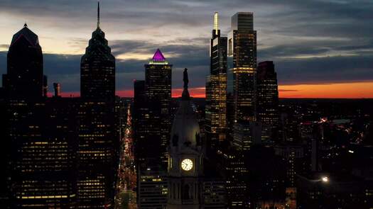 Skyline City Hall sunset