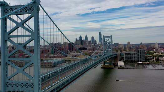 Philadelphia skyline from Delaware River